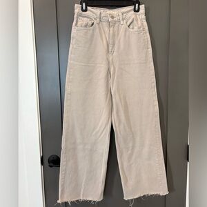 Women's Levi’s Beige High-waisted Raw-hemmed Jeans